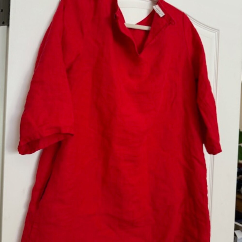 Red Linen Shift dress